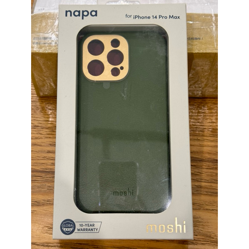 moshi napa 墨綠色 iPhone 14 PRO MAX 皮革手機保護殼