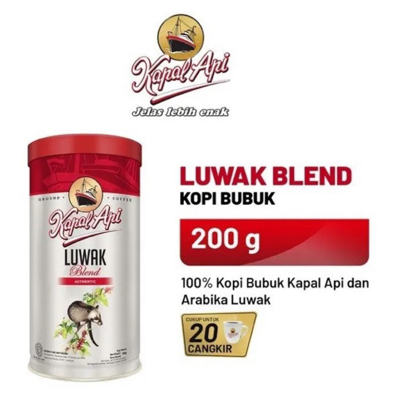 預購~ Kapal Api Luwak Blend帆船牌Luwak麝香貓咖啡粉200g