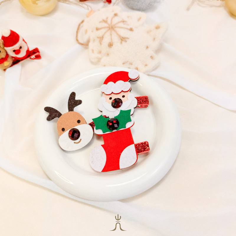 現貨 韓國🇰🇷聖誕系列🎄｜聖誕老公公麋鹿聖誕襪髮夾