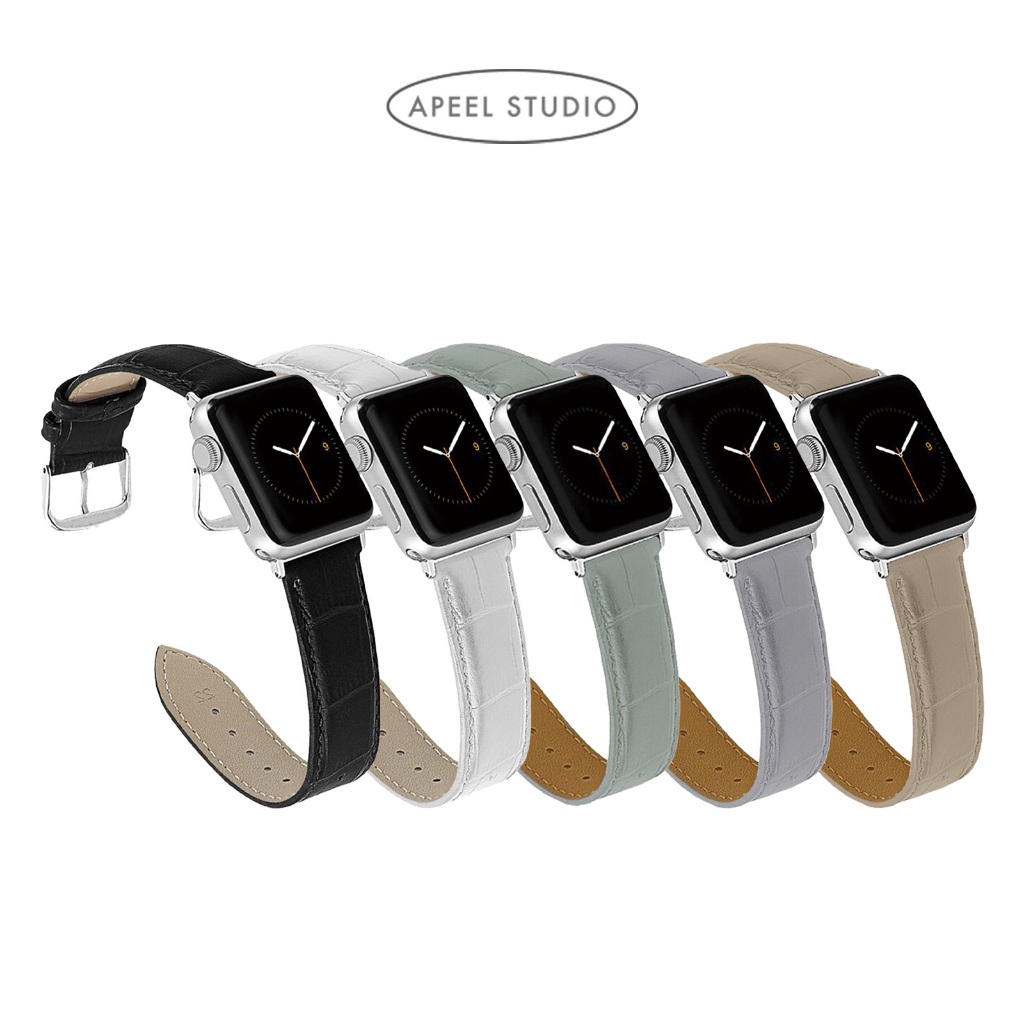 【現貨】【APIOU】鱷魚紋 Apple Watch 皮革錶帶 適用於所有型號的 Apple Watch