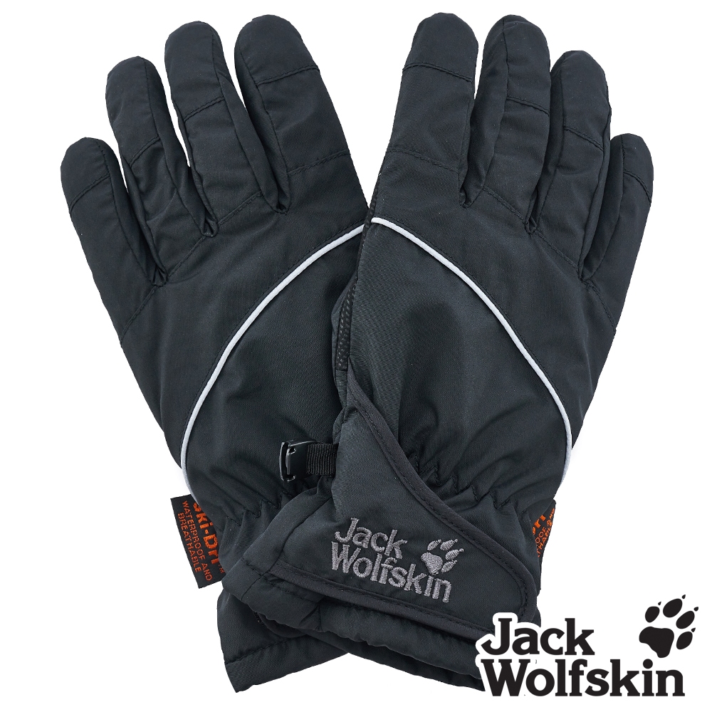 【Jack wolfskin 飛狼】簡約素色防水透氣觸控保暖手套『黑』