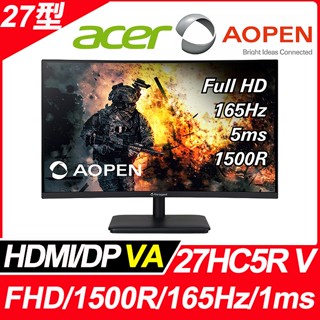 奇異果3C 福利品 AOPEN 27HC5R V HDR曲面電競螢幕(27型/165Hz)9805.HC5RV.301