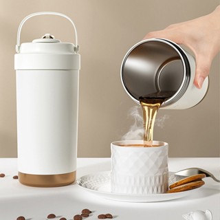 聖誕節禮物 輕陶瓷杯 咖啡杯/隨行杯/隨身杯 (500ml)不鏽鋼無縫陶瓷塗層保溫杯 隱藏吸管 一杯三飲 304不銹鋼