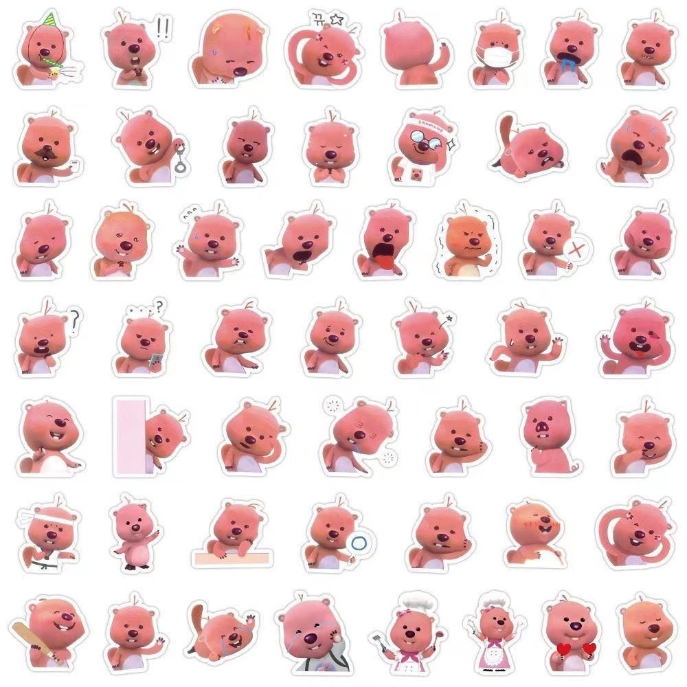 台灣現貨 120張 韓系 loopy 小海狸 可愛 卡通 表情包 手賬 貼紙 筆記本 DIY 裝潢 貼畫