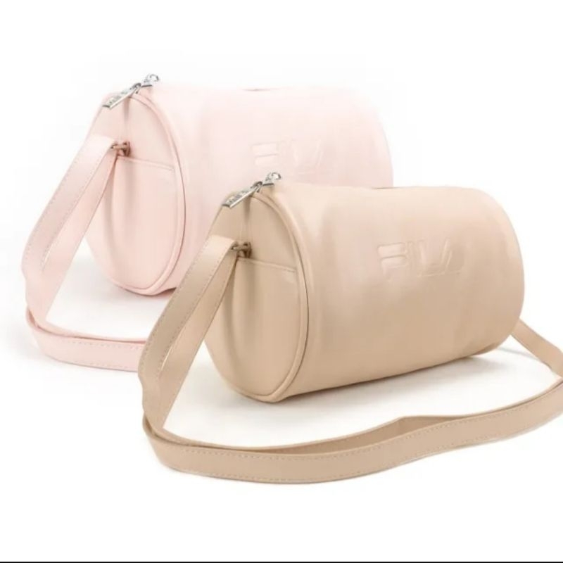 FILA 圓筒包 側背包 運動包 奶茶色 嫩粉色 免運 交換禮物
