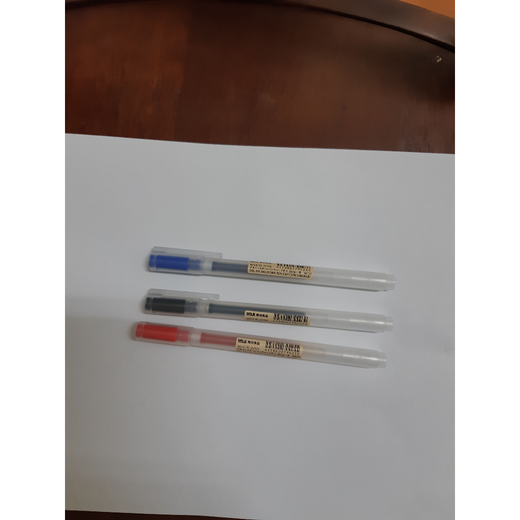 MUJI 無印良品 拔蓋筆  0.38 附蓋膠墨中性筆 原子筆 黑色紅色藍色考試筆