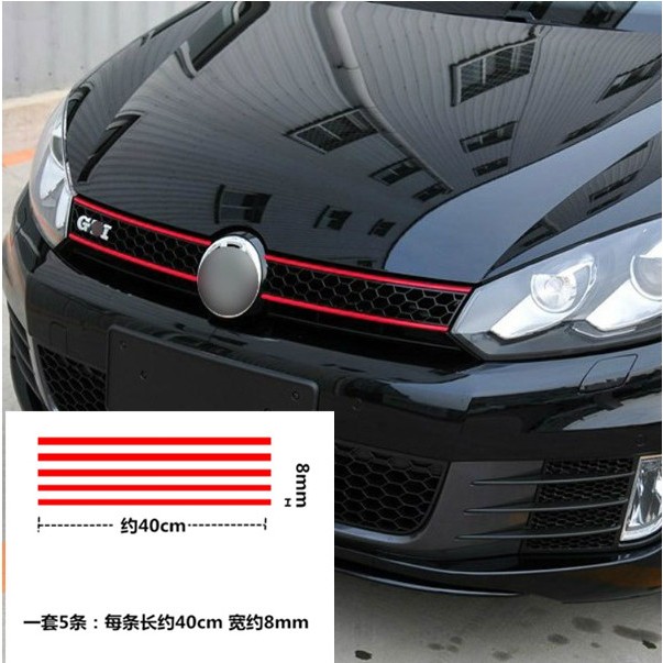 VW 福斯 GOLF6 GOLF 7 GOLF7.5 POLO 中網紅色條貼紙 反光貼紙 水箱罩貼 GTI