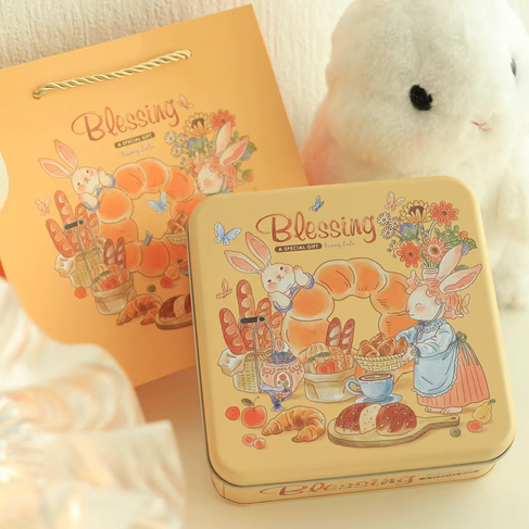 【台灣現貨】高顏質Bunny Lulu方形馬可鐵盒 /  曲奇、月餅、喜餅、送禮最佳 / 包裝禮盒 / 伴手禮盒
