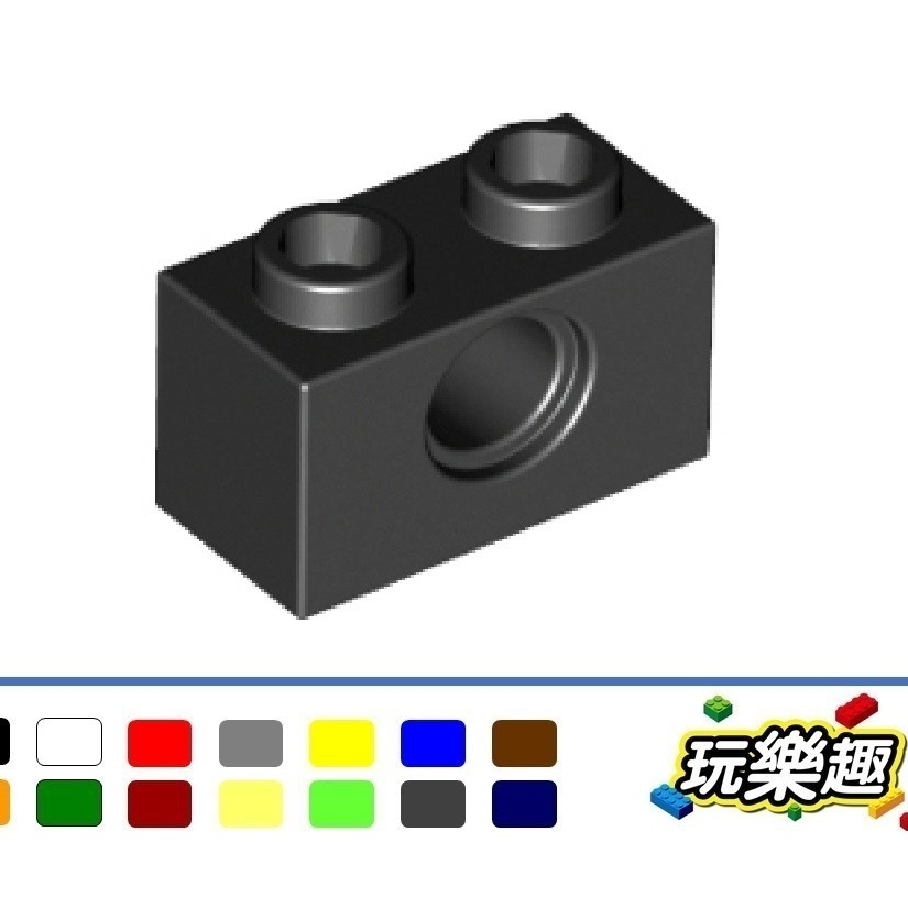 玩樂趣 LEGO樂高 3700  1x2 with Hole 科技磚 二手零件 2D30E