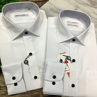 Pierre Cardin 皮爾卡登進口素材合身版抗UV白色長袖襯衫 型男款白色商務長袖襯衫