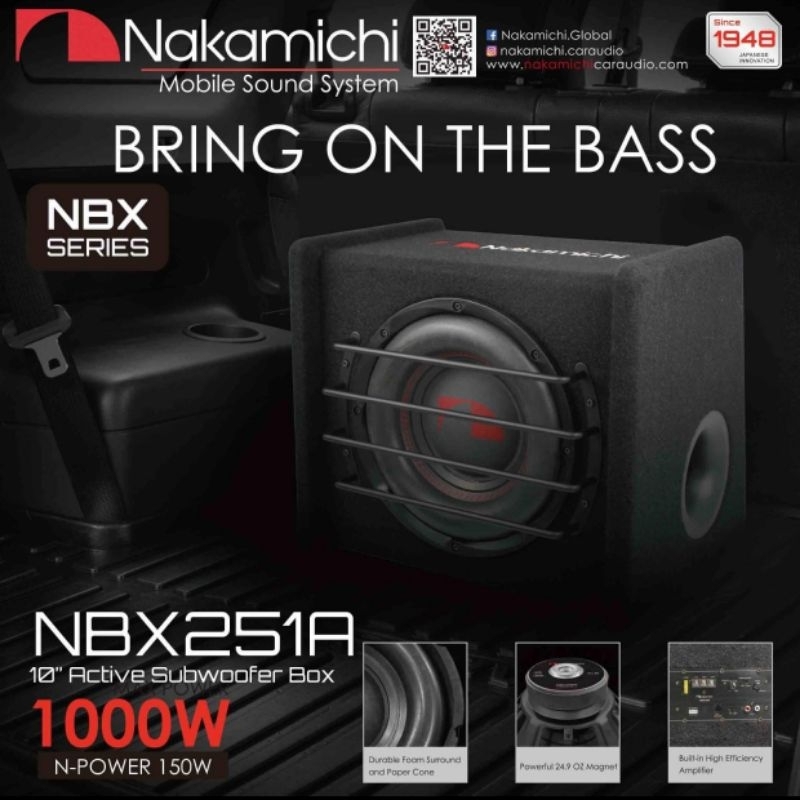 【現貨】日本🇯🇵中道 nakamichi 10吋 主動式 重低音喇叭 超低音 低音炮 汽車喇叭 汽車重低音 十吋箱型