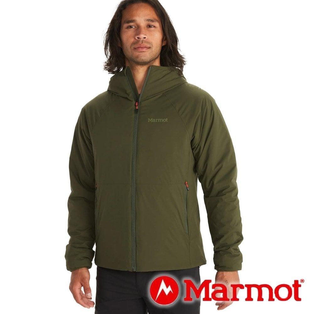 【Marmot】男彈性保暖連帽外套(PrimaLoft)『深綠』M12691