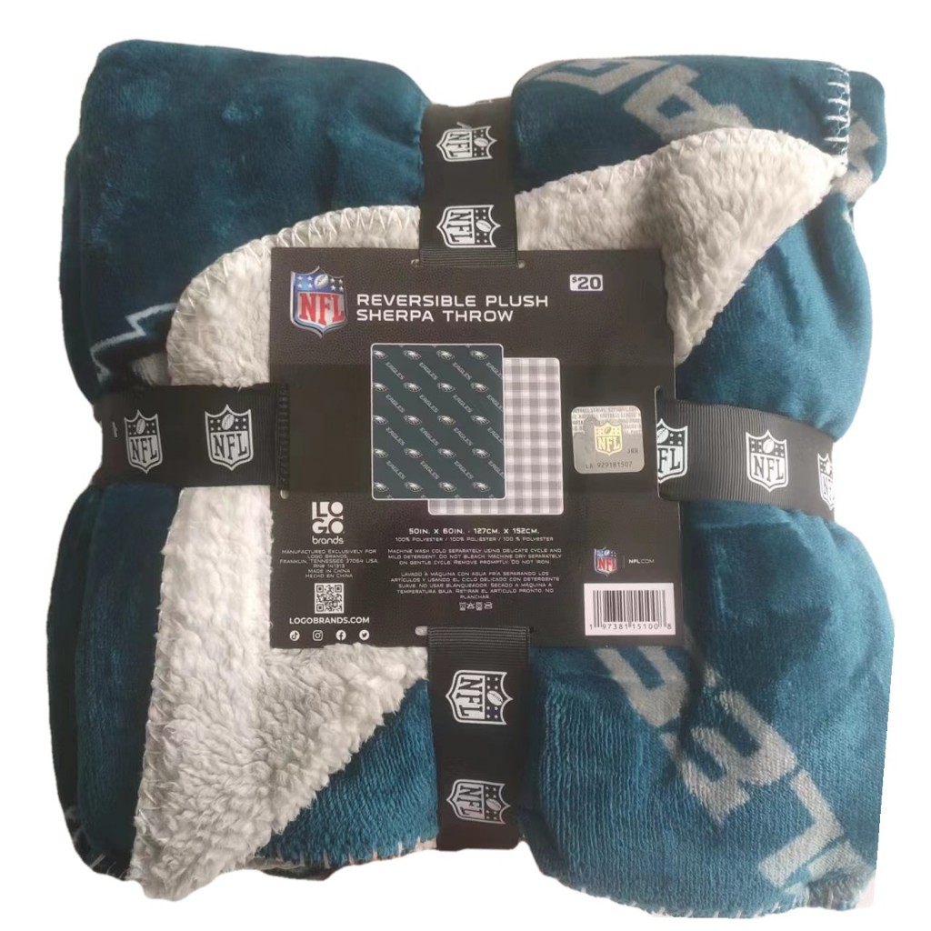 [現貨]美式足球雙層空調毯 NFL費城老鷹Philadelphia Eagles隊徽格紋 球迷宿舍居家毛毯 交換生日禮品