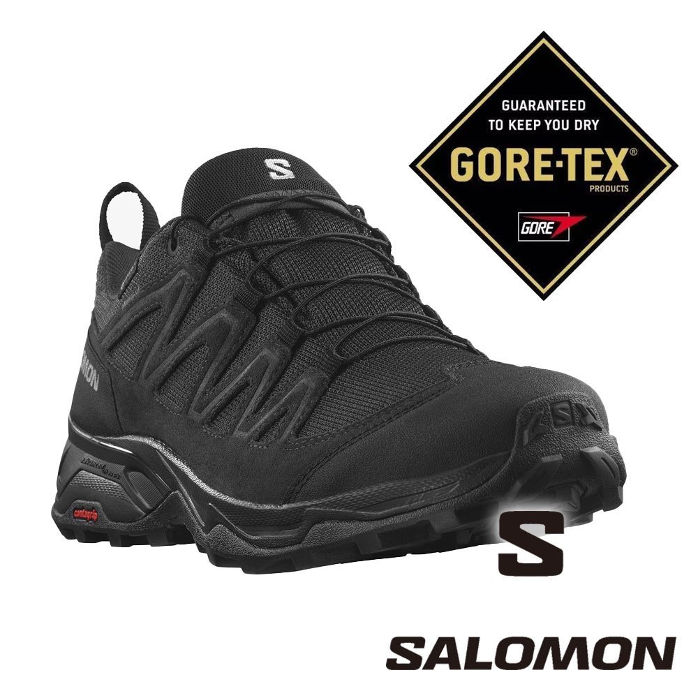 降價囉【SALOMON 法國】男X WARD LTR GTX低筒登山鞋『黑』#471823 登山 露營 健行 旅遊 抓地