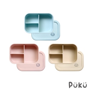 PUKU藍色企鵝 午茶華夫格分隔矽膠餐盒-(三色)