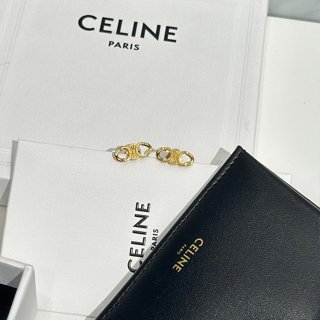 ✈巴黎全新代購✈ CELINE 賽琳 MAILLON TRIOMPHE 金色 黃銅 凱旋門 LOGO 針式 耳環