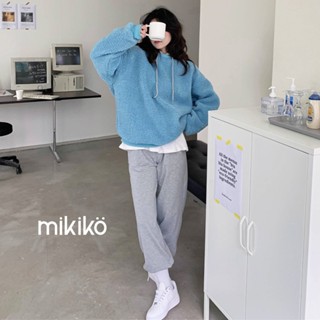 現貨｜羊羔毛 QQ毛連帽Ｔ長袖連帽T 【M8287】泰迪熊毛 秋冬 寬鬆 拼接連帽 加厚 保暖衛衣 女裝 長袖上衣