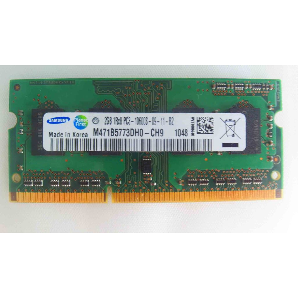 Samsung 2GB 1RX8 PC3-10600S DDR3-1333MHz SODIMM 204p 筆電記憶體