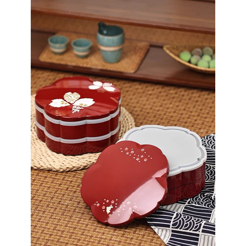 《茉莉餐具》🔥滿額免運🔥 日本 免運費 山中漆器 HAKOYA 结婚喜慶 雙層 收纳盒 糖果盒