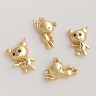 宏雲Hongyun-Ala--保色14K鍍金鑲嵌鋯石可愛小熊掛件手工吊墜diy手鏈項鏈耳環品吊飾