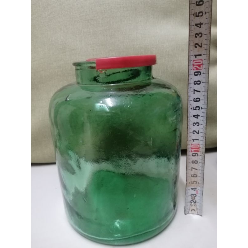 早期氣泡玻璃罐/糖果罐/密封罐/復古老件/綠色