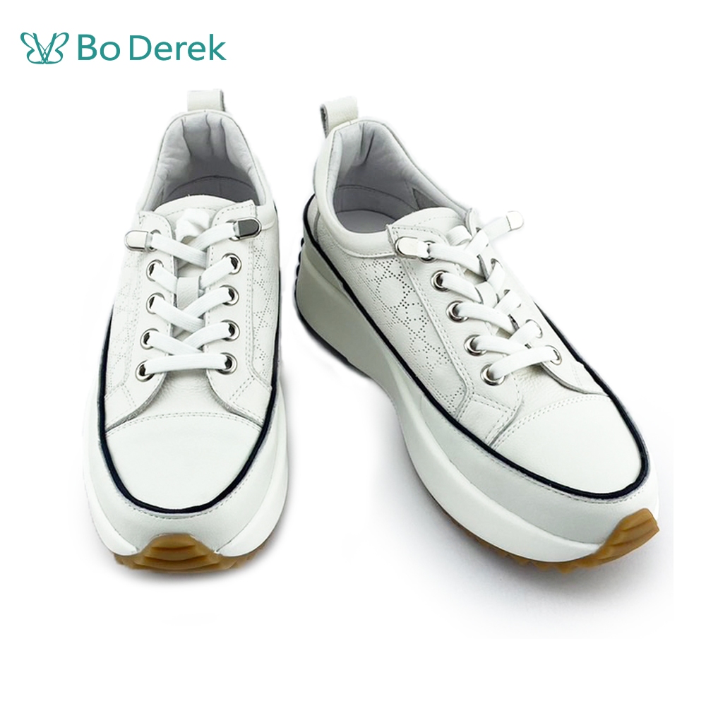 Bo Derek 舒適牛皮厚底休閒鞋-白色