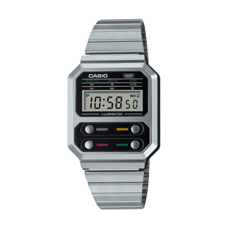 【CASIO 卡西歐】Vintage復古系列方形電子腕錶-復古銀/A100WE-1A/台灣總代理公司貨享一年保固