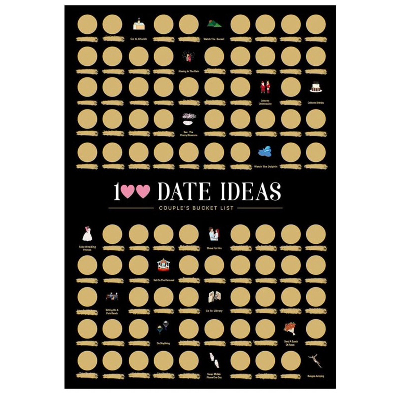 【現貨】 100種約會方法 情侶出遊活動清單 趣味遊戲刮刮樂海報 給你下一個約會靈感 / 美國代購