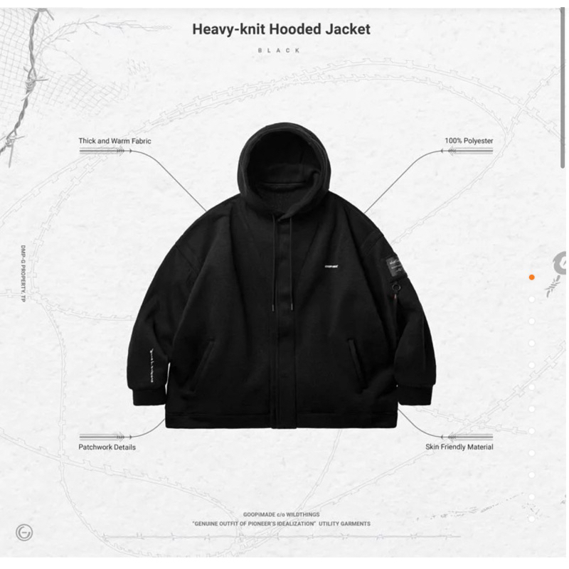 Heavy-knit Hooded Jacket - Black 1號 GOOPiMADE® x WILDTHINGS