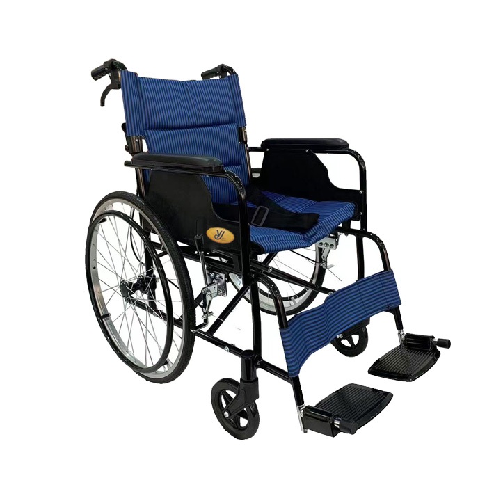 【海夫健康】杏華機械式輪椅(未滅菌) 晉宇 雙層折背鋁輪椅 18吋座寬 / 22吋後輪 輪椅B款 藍色(JY-F16S)