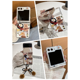 烤火柿子椒熊 三星Z flip6手機殼 韓國 適用 Samsung z flip 5 4 3 5G折疊手機殼 手機掛繩