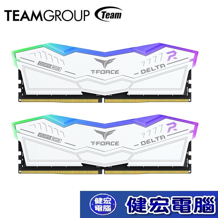 TEAM 十銓DELTA 炫光 RGB DDR5 桌上型記憶體 白 32GB(2x16GB) 6000MHz CL30