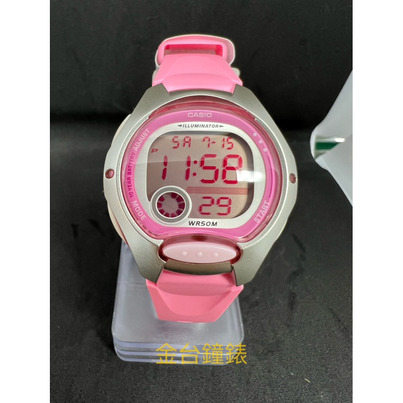 【金台鐘錶】CASIO 卡西歐 10年電力電 (女錶 ) 大型的螢幕 粉紅 LW-200-4B