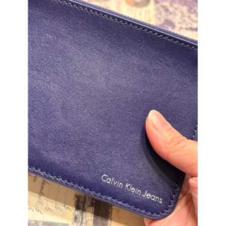 CK靛色 零錢包 收藏 真皮卡包 皮革卡夾 發票 隨身置物包 藍紫色 Calvin Klein Jeans 名牌 送禮
