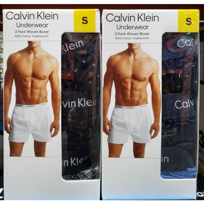 【小如的店】COSTCO好市多代購~Calvin Klein CK 凱文克萊 男純棉平織平口褲/內褲/四角褲(3件組)