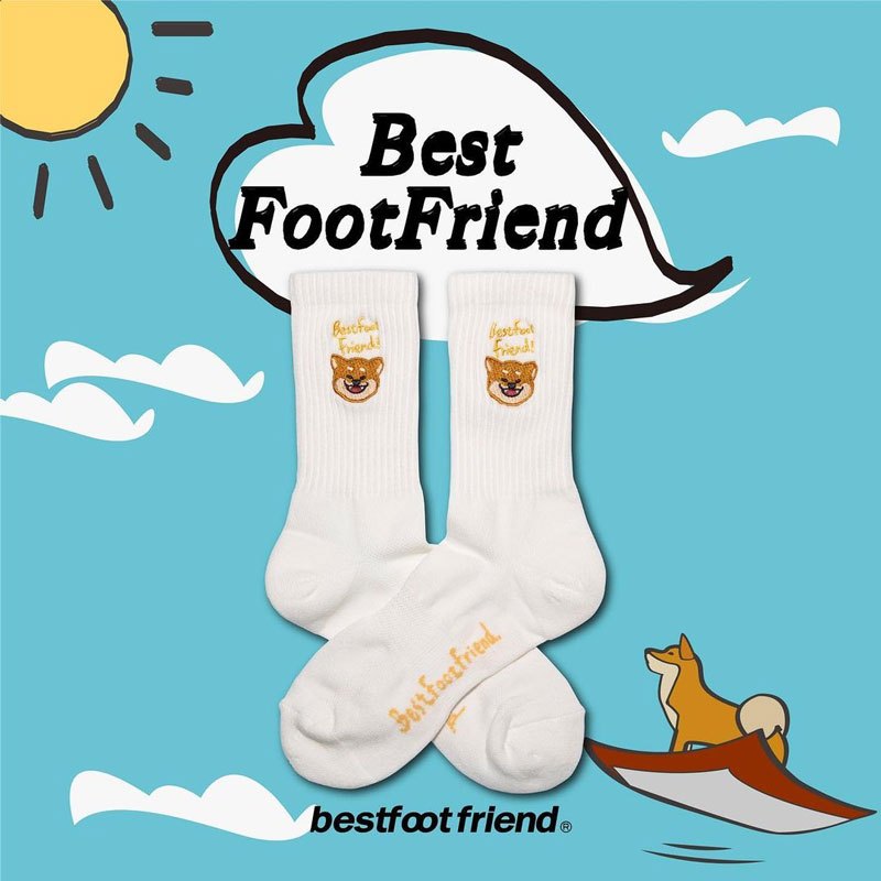 BEST FOOT FRIEND BF23005-WH SHIBA INU 柴犬 中筒襪 小腿襪 (白色) 化學原宿