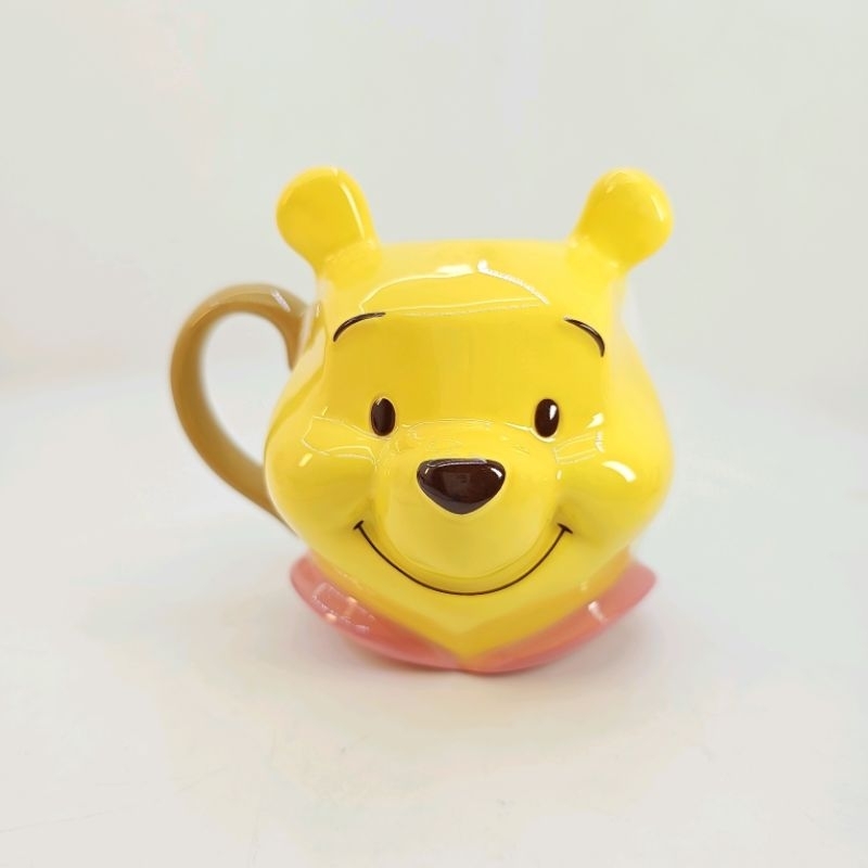 日本迪士尼商品角色小熊維尼立體臉形陶瓷馬克杯