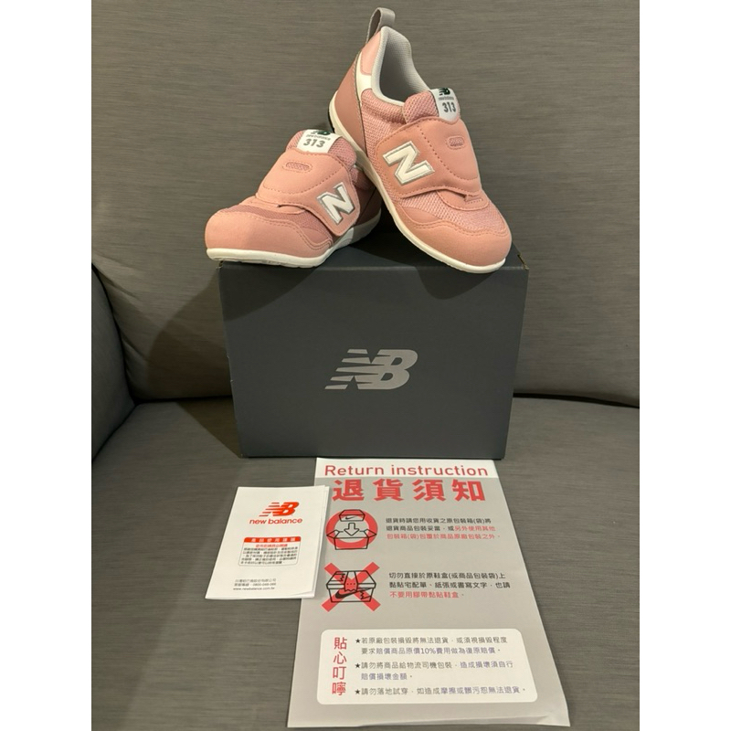 [全新] NEW BALANCE 16CM_女小童休閒運動鞋-313系列 NB 魔鬼氈束帶 珊瑚粉白(IT313FJD)