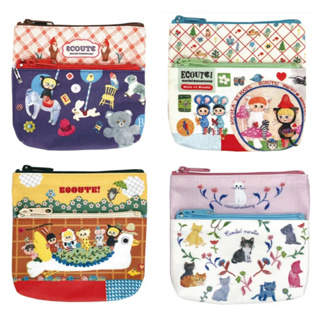 現貨【HelloMira】日本Ecoute貓咪2層收納包 小物收納包 零錢包 小收納袋 萬用包 貓咪插畫 可愛禮物