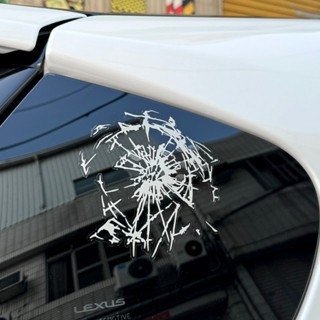 反光屋FKW 玻璃破碎 車窗貼紙 反光貼紙 防水貼紙 汽車貼紙 車貼 防水耐曬 擋風玻璃 透明底撕除不殘膠 kuso貼紙