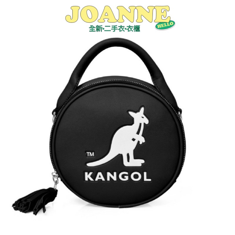 Kangol 袋鼠 🦘〔黑色〕質感 小圓包 大容量 附背帶 側背包 女包 皮革 荔枝皮 拉鍊 包包 防潑水