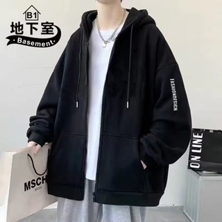 最後出清▼地下室B1-連帽外套 韓版簡約英文寬鬆長袖夾克 男生衣服 情侶裝 外套男 大尺碼5XL【NL683174】