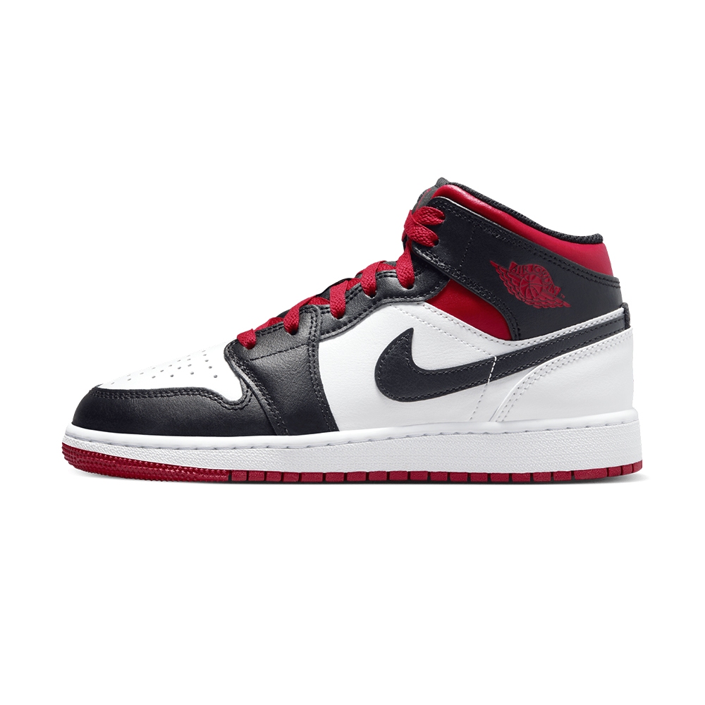 Nike Air Jordan 1 Mid GS 大童 黑白紅色 運動 中筒 喬丹 休閒鞋 DQ8423-106
