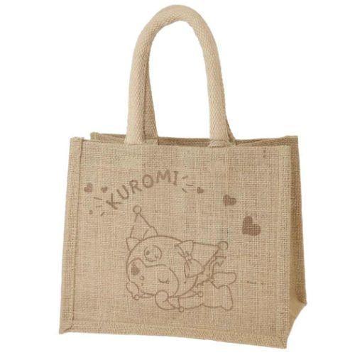 @凱蒂日式精品@Kuromi 酷洛米 黃麻手提袋 便當袋《S》