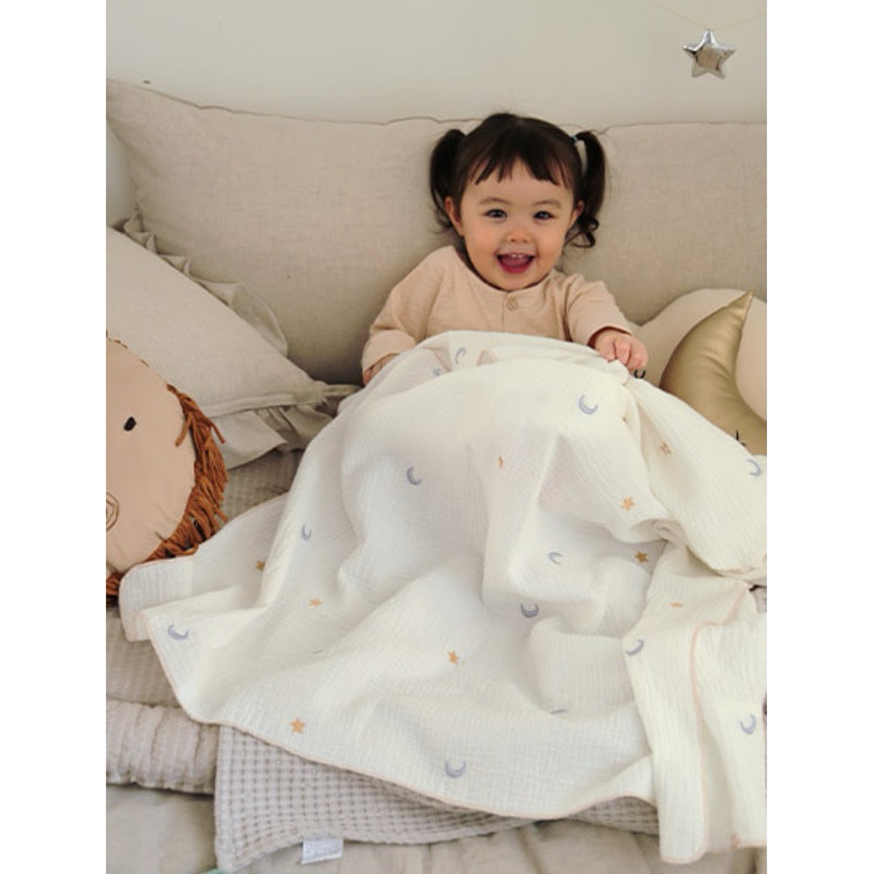 Wooli_life 韓國品牌 韓國製 Decoview 寶寶毯 薄紗毯 薄被 居家生活 星星月亮 薄毯 嬰兒被 防踢被