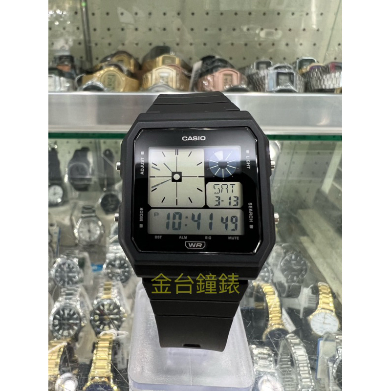 【金台鐘錶】CASIO卡西歐 LF-20W-1A 時尚電子錶 (黑色)(方形) 錶殼設計