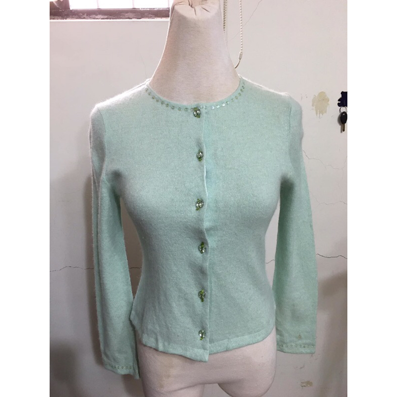 專櫃品牌Donna hsu～綠色羊毛針織外套