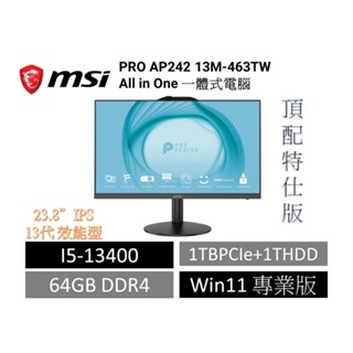 微星 MSI AIO All in One 一體式電腦 PRO AP242 13M-463TW特仕版64G頂配版