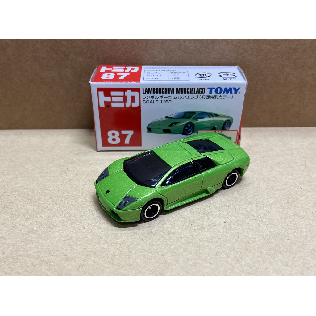 Tomica no.87 LAMBORGHINI MURCIELAGO 初回特別版 綠色 藍寶堅尼 舊藍標 新車貼 絕版