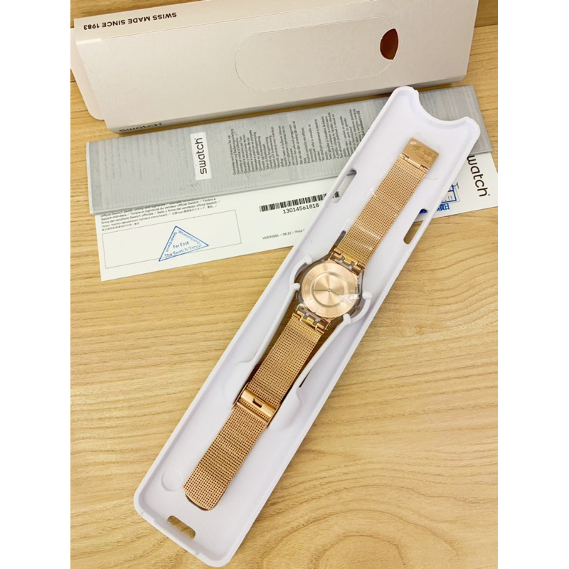 全新 SWATCH SKIN超薄手錶HELLO DARLING招呼 男錶 女錶 瑞士錶 指針錶(34mm) 金色 玫瑰金